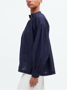 GREAT CONDITION - Madewell Navy Blue Long Sleeve Boho Preppy Blouse